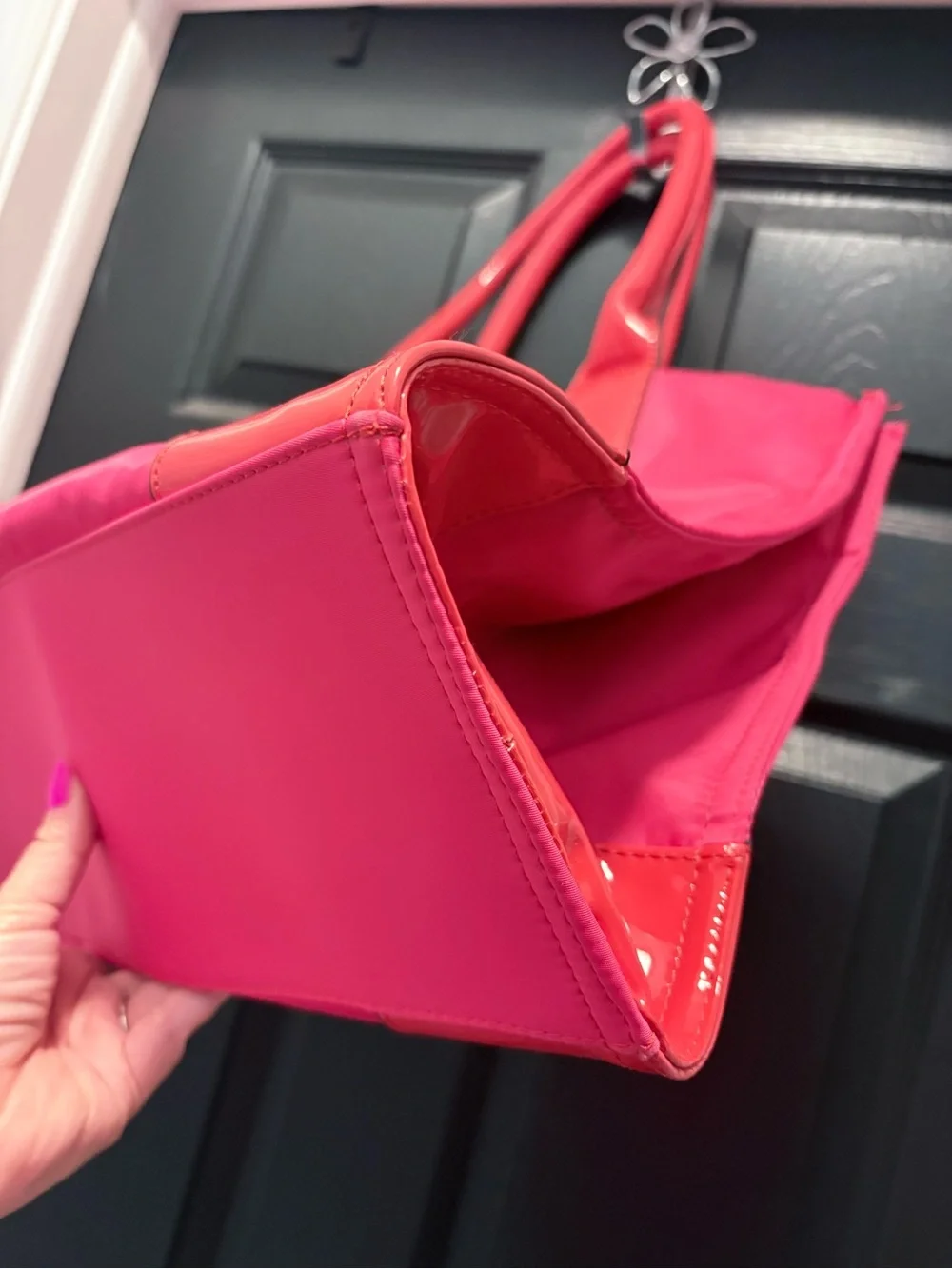Tory Burch Pink Ella Tote Bag with Orangish color accents and Logo Medallion 🩷🧡